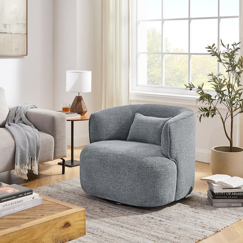 Art Leon Swivel Accent Barrel Chairs - Single - Greyish Blue