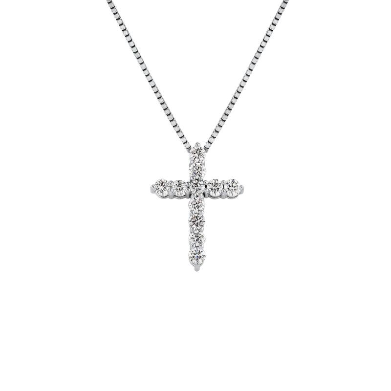 Auriya 14k Gold Round Diamond Cross Necklace 1/4CTW (H-I, I1-I2) - White