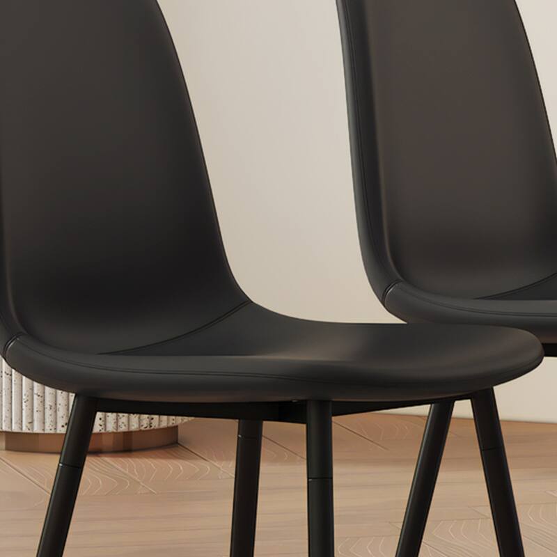 Modern Minimalist Black Dining Chair Set - 4 Chairs Per Box,Stable And Comfortable,Upholstered Side Chairs,Spoon Shaped Chairs