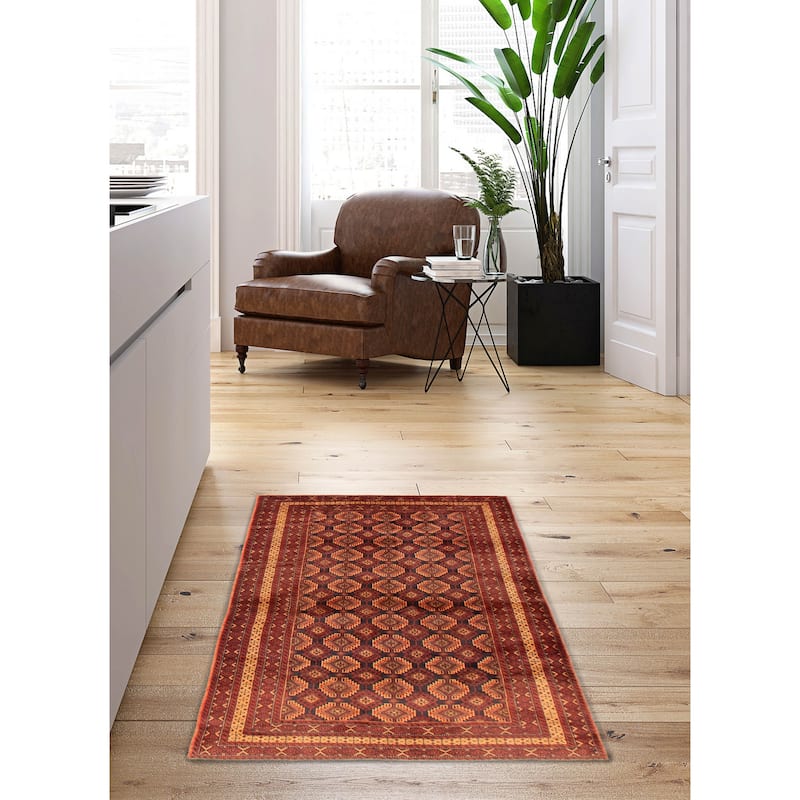 Teimani Red Rug 3'11" x 6'3" - 3'11 x 6'3