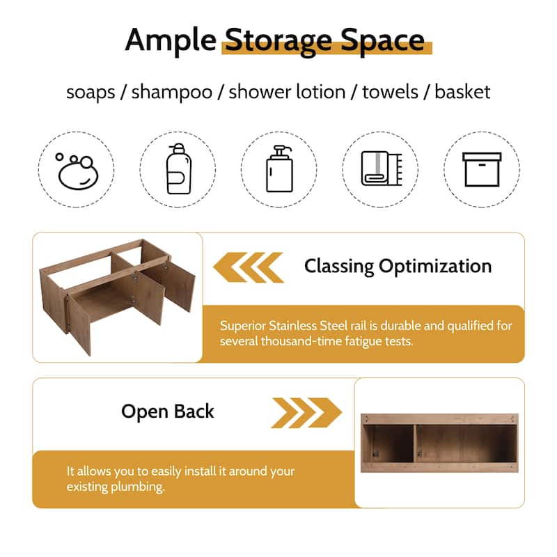 24/30/36/48/60 Inch Floating Bathroom Vanity Cabinet with Soft Close Door (Without Sink)