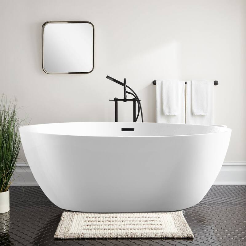 Vanity Art 58.5" X 32.3" White Acrylic Freestanding Bathtub