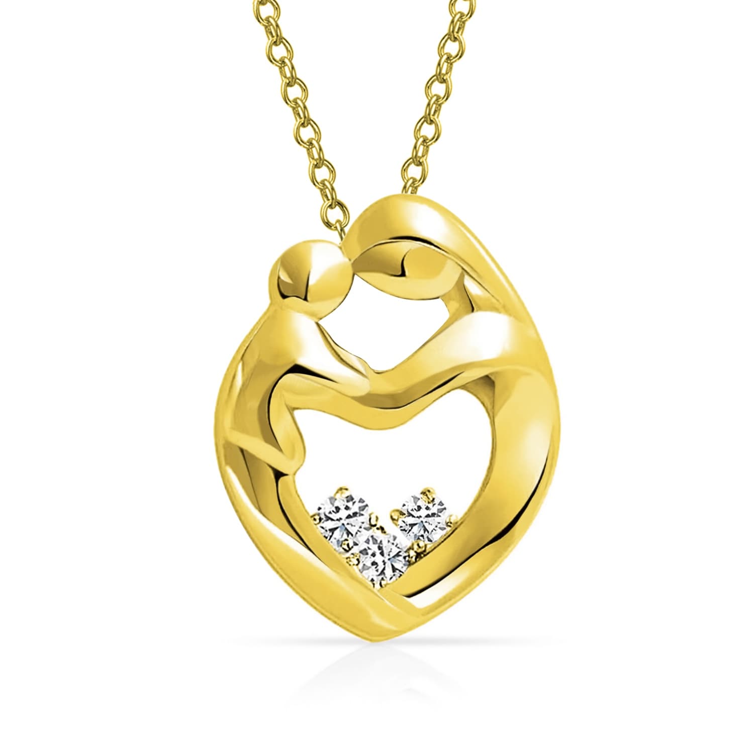 14k gold mother and child necklace