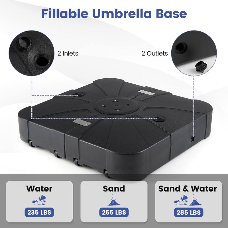 Gymax 285 LBS Outdoor Cantilever Umbrella Base w/ Wheels for Garden