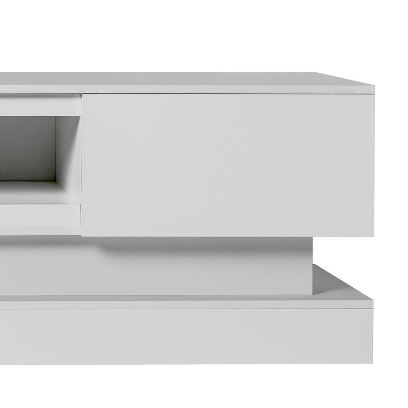 16-Color LED Lights TV Stand for TV up to 55"/65", Modern Entertainment Center with 2 Drawers