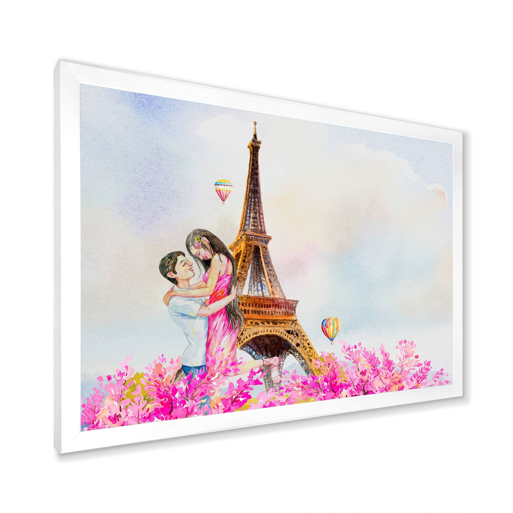 Designart "Romantic Couple In Love In Paris X" French Country Framed