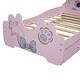 preview thumbnail 7 of 5, Twin Size Platform Bed with Trundle Bed, Panel Bed with Cartoon Headboard, No Box Spring Needed, Wood Slats Support, Pink