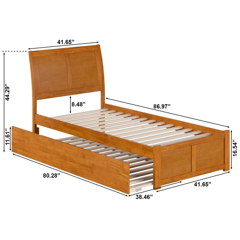 Portland Platform Bed with Footboard and Twin XL Trundle
