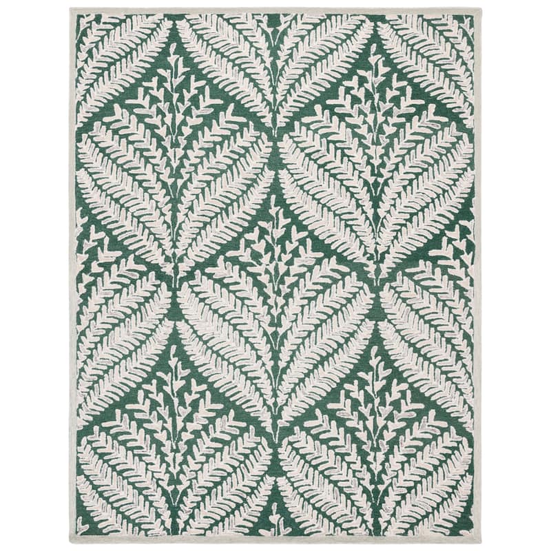 SAFAVIEH Handmade Capri Kert Wool Rug - 11' x 15' - Dark Green/Ivory