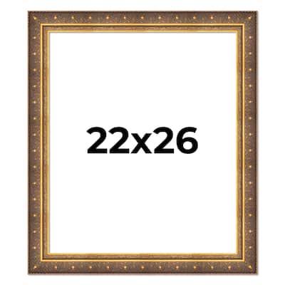 22x26 Frame Vintage Gold Solid Wood Picture Frame | 2.5 Inch Moulding