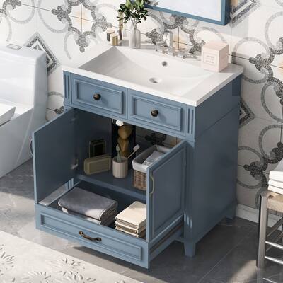 Solid Wood Frame Bathroom Storage Cabinet with Soft Closing Doors