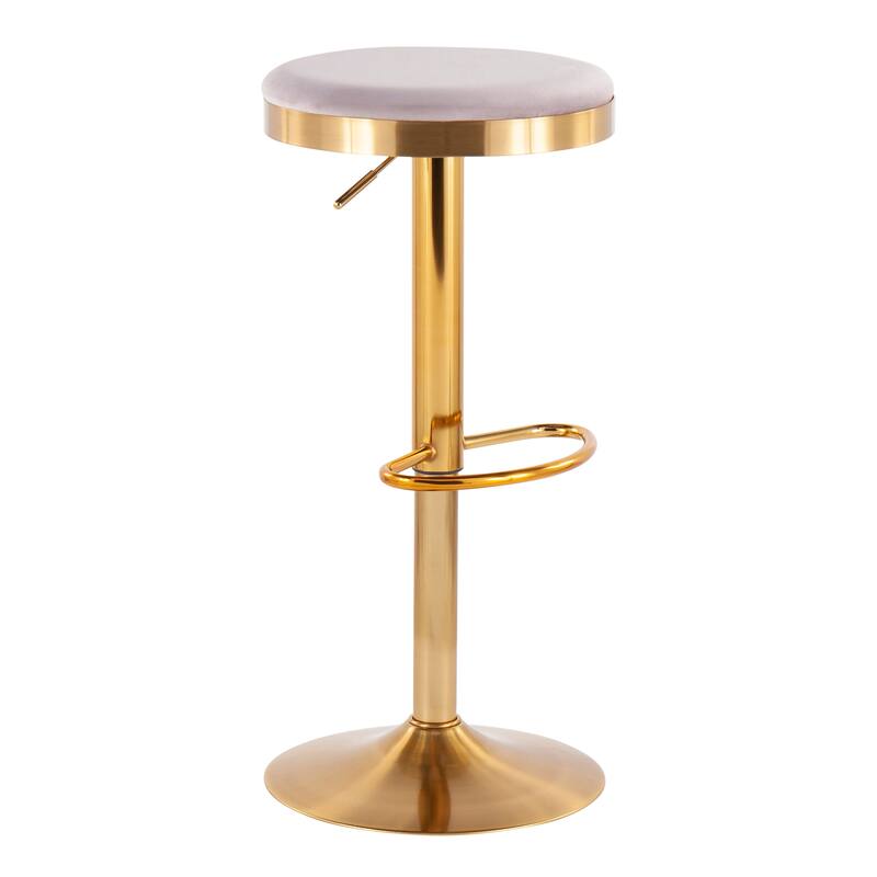 Lumisource Dakota Barstool in Gold Steel and White Leather - Set of 2 - 15"Lx15"Wx23-31.75"H