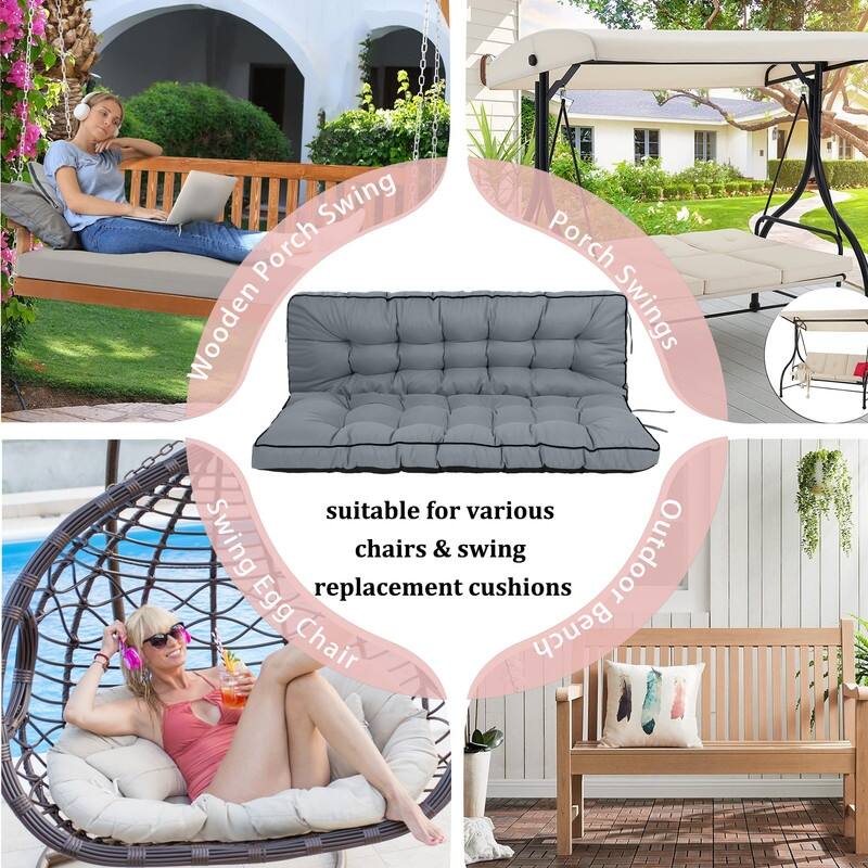 Porch Swing Replacement Cushion, 55in Outdoor Bench Cushions with Backrest Thicken 4"