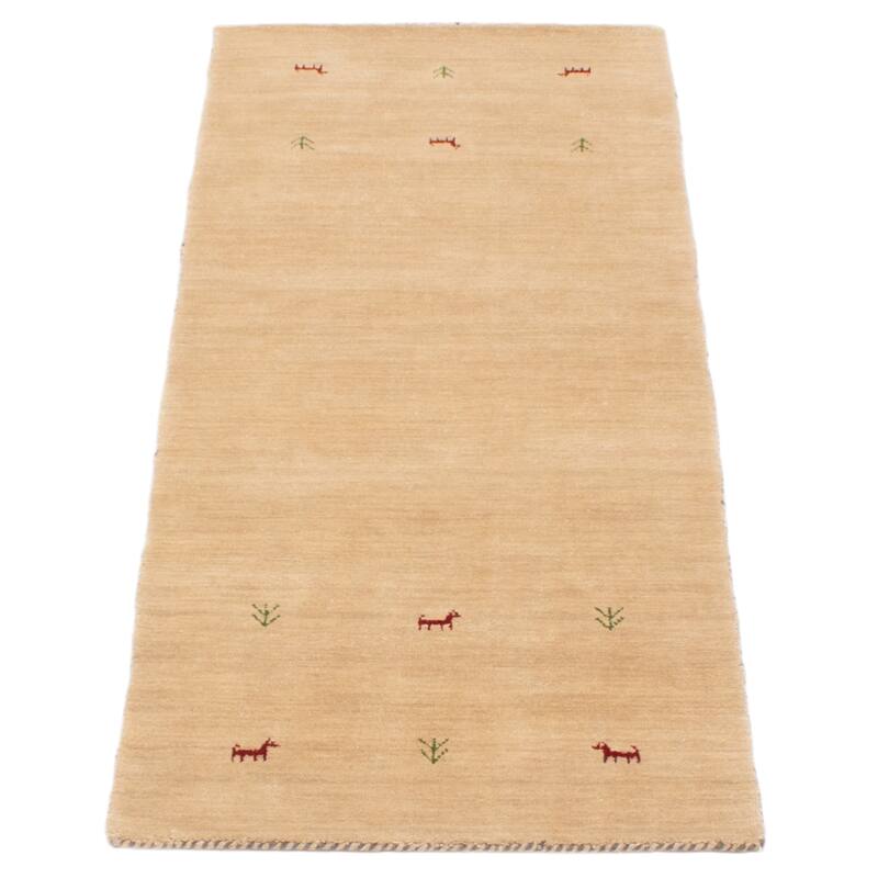 Kashkuli Gabbeh Beige Rug 2'5" x 6'5" - 2'5 x 6'5