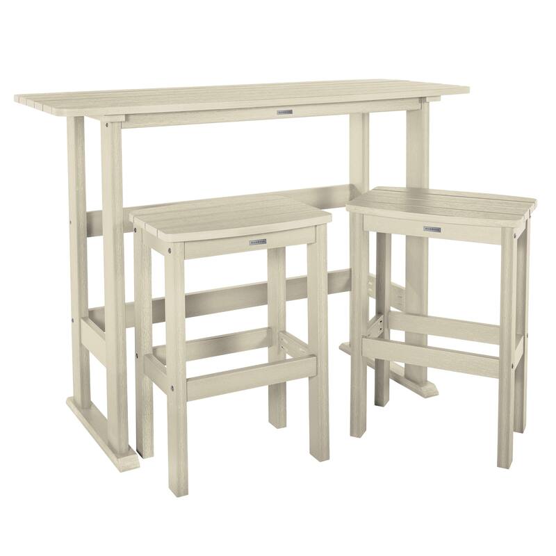 Lehigh 3-piece Outdoor Balcony Set - Bar-height - Whitewash
