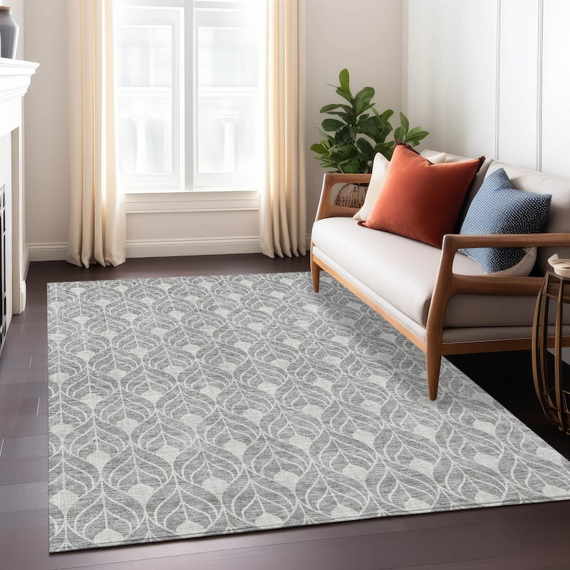 Machine Washable Indoor/ Outdoor Chantille Geo Teardrop Rug