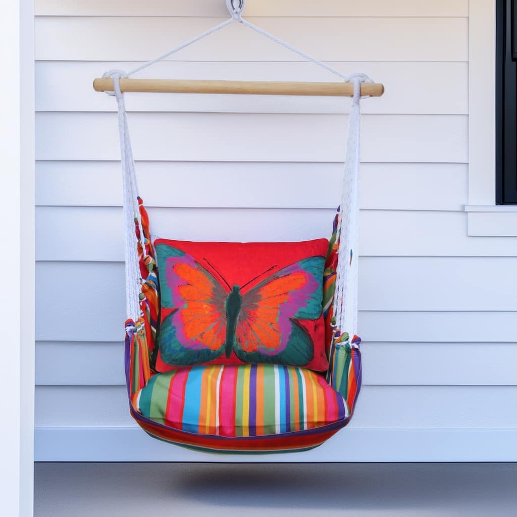 Magnolia Casual Swing Set 4 piece - Le Jardin Stripe w/ Brilliant Red Butterfly