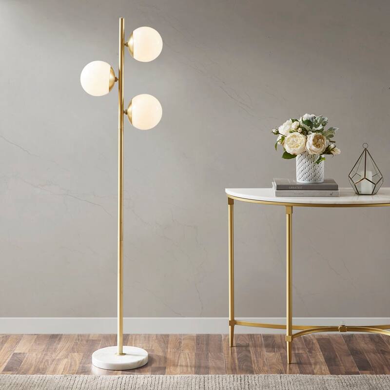 3-Globe Light Floor Lamp with Marble Base for living room,bedroom,and dining room
