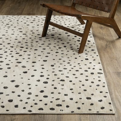 Hansel Abstract Playful Dots Beige/ Black Area Rug