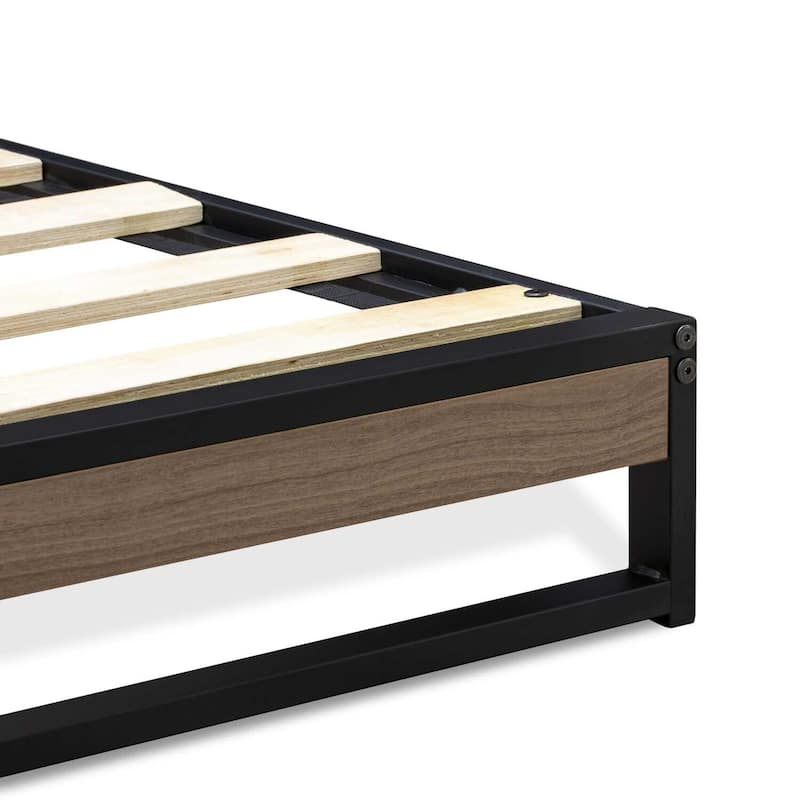 Metal Platform Bed Frame Twin Size Modern Bed with Headboard & Legs