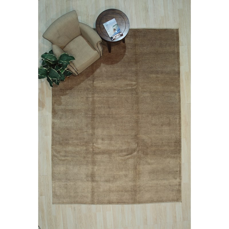 Gold Handmade Wool Transitional Rug 14' x 20' - Hand Knotted Natural Dyes Soft Pile Cotton Foundation - N/A