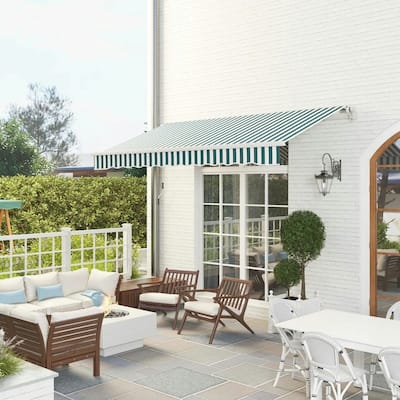 12'x10' Retractable Patio Awning,Manual Crank,UV and Water-Resistant