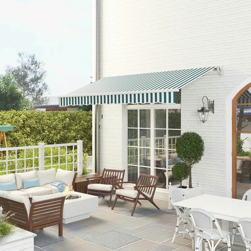 12'x10' Retractable Patio Awning,Manual Crank,UV and Water-Resistant