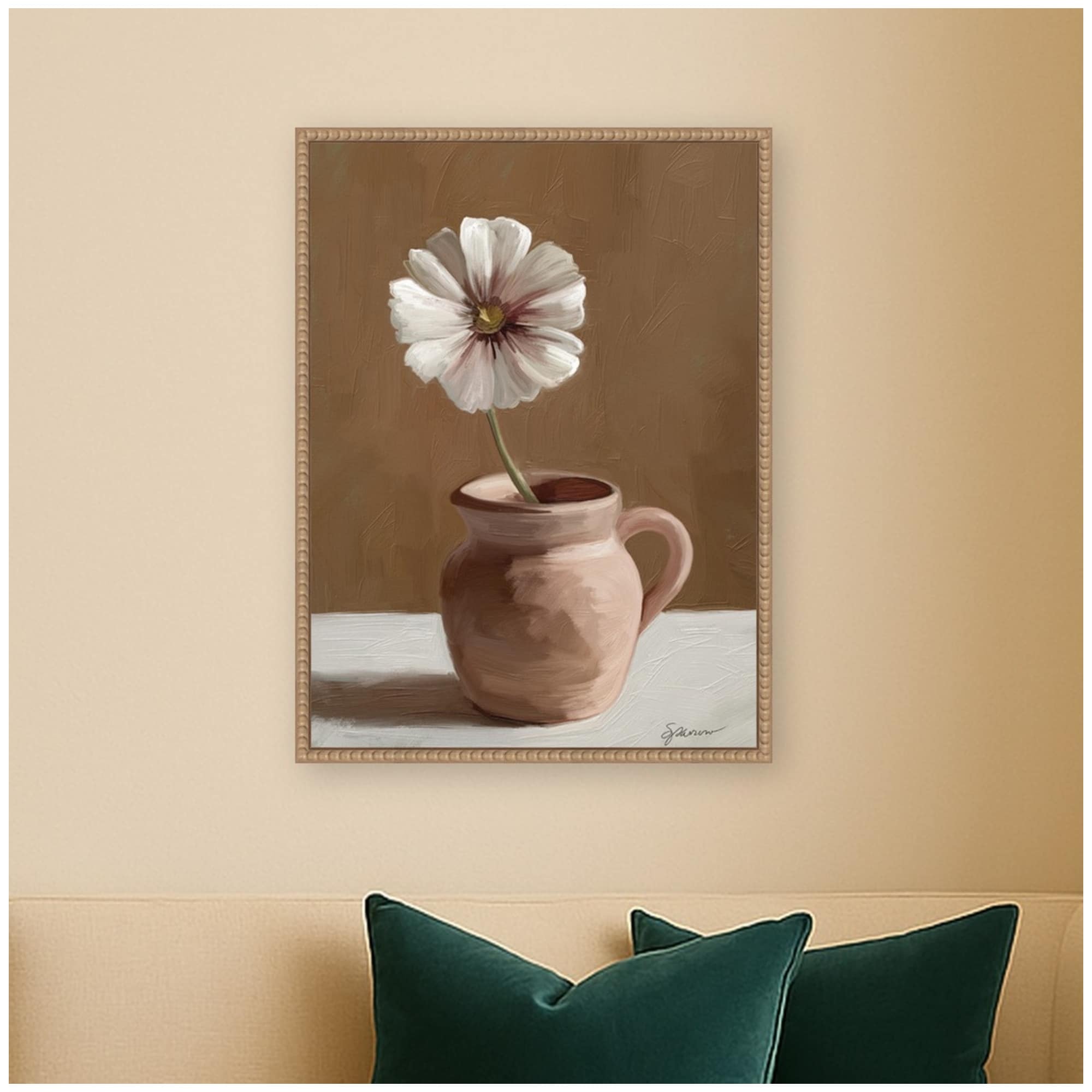 Kate and Laurel Making Me Blush by Mary Sparrow Framed Canvas Wall Art Print