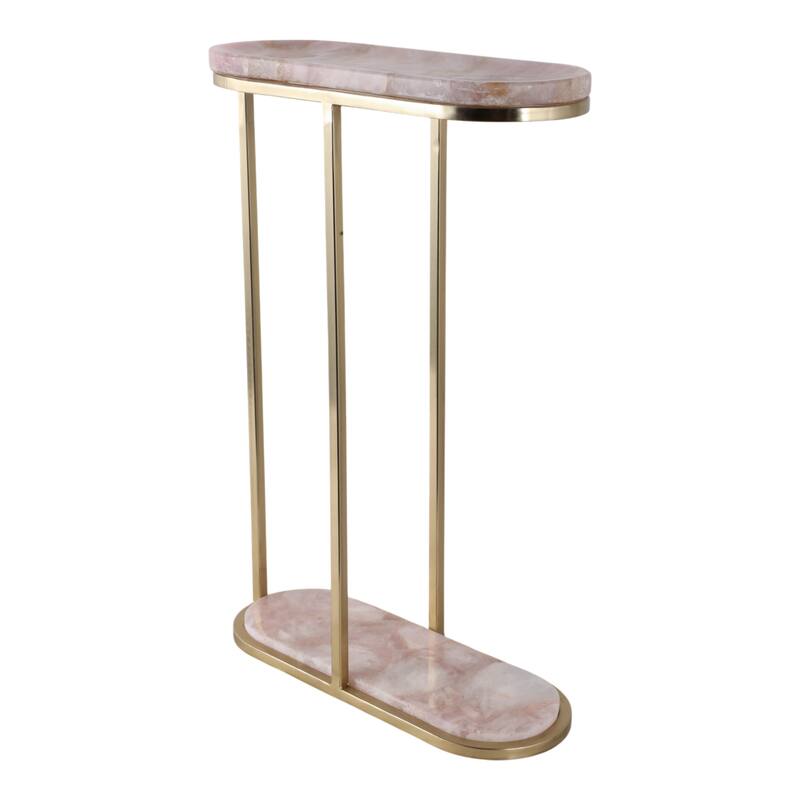 Quartz Side Table Elegant Narrow for Home Decor Accent - 24" Pink - 24.0"
