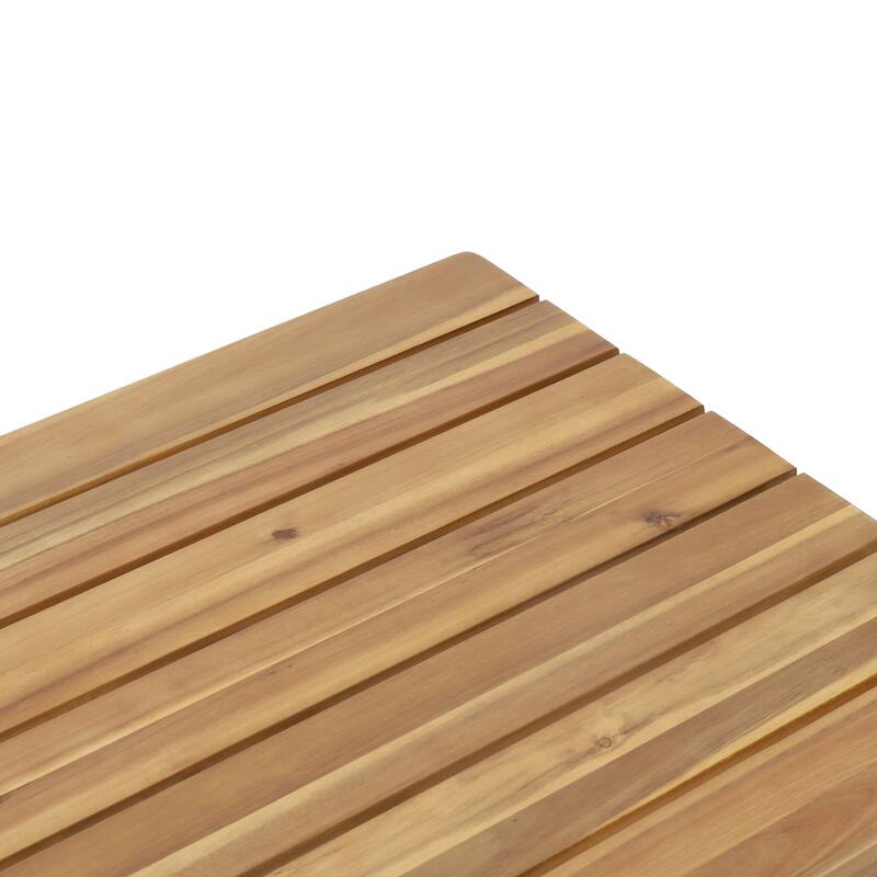 Roomfitters Outdoor Wood Coffee Table with Slatted Top, Weather-Resistant Patio Design for Balconies and Gardens, Teak