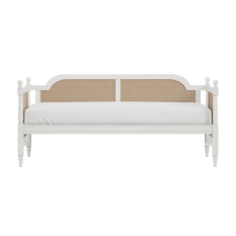 Hillsdale Furniture Melanie Wood and Cane Twin Daybed, White