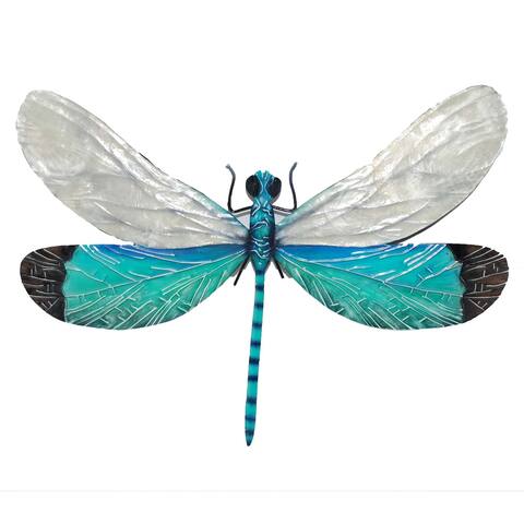 Dragonfly Wall Decor White And Aqua (m4015) - 1 x 12 x 9