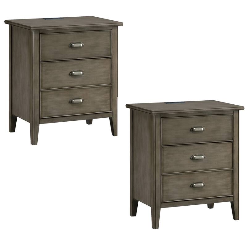 Leick Home 10522-GR Laurent 3 Drawer Nightstand Set of 2