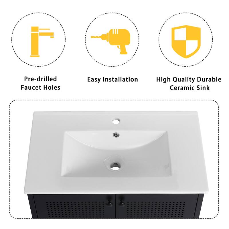 30 inch Freestanding Bathroom Vanity Set with Integrated Ceramic Sink