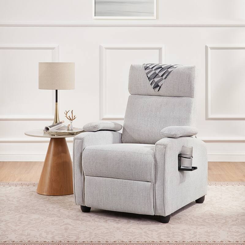 Manual Recliner Chair Classic Design with Plush Arms Back,Living Room - Light Grey
