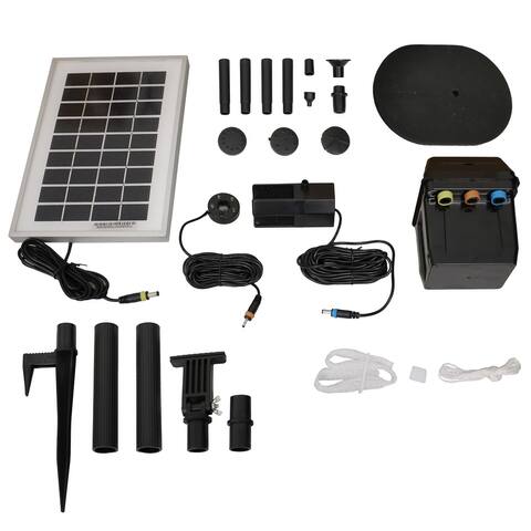 Sunnydaze Solar Pump and Panel Kit with Battery Pack and LED - 66 GPH
