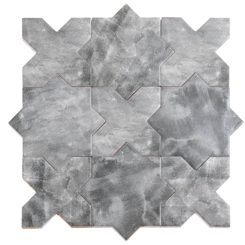 Siena 5" Star with Cross Matte Ceramic Wall and Floor Tile (10.76 sq ft/case) - 54 Pack - Gray