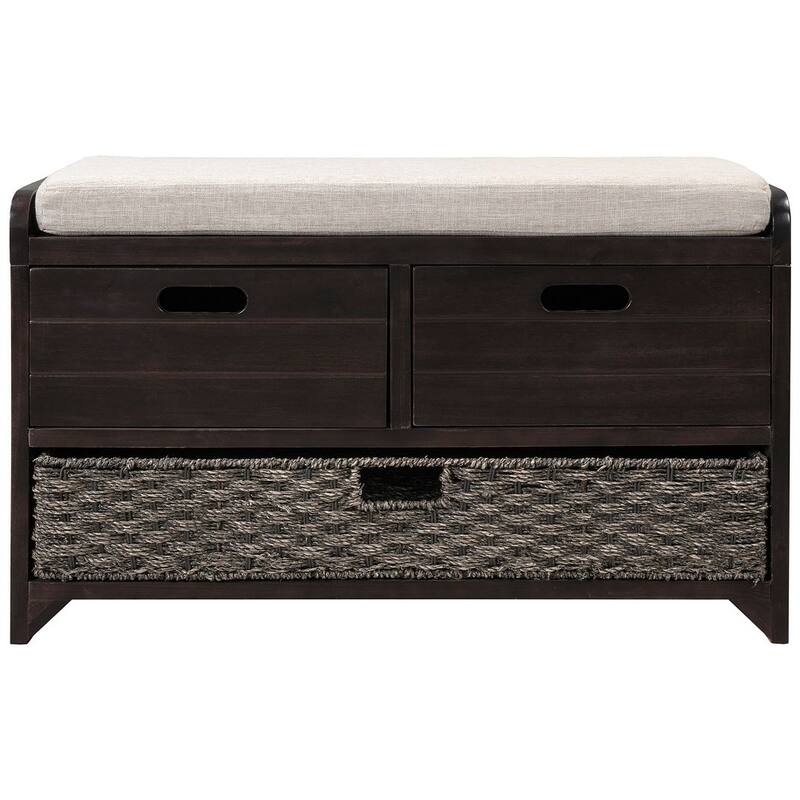 3-drawer Solid Wooden Storage Bench - Espresso