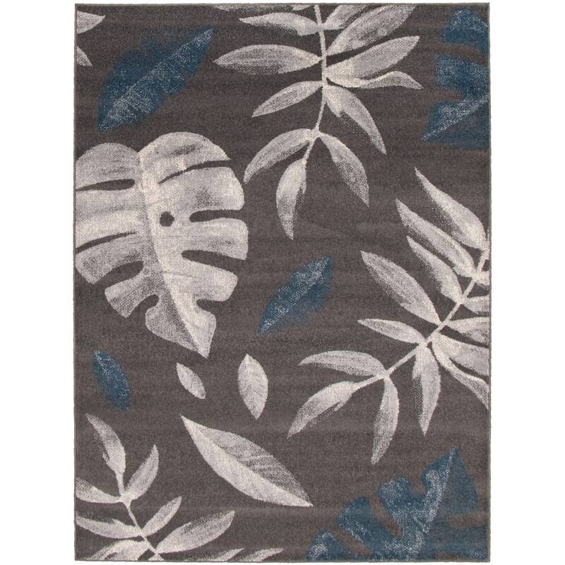 ECARPETGALLERY Presly Transitional Rug - 7'10" x 10'2" - Anthracite/ Petrol