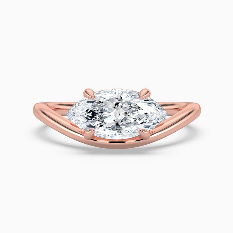 Auriya 14K Gold Lab Grown Diamond Marquise Curved Solitaire Engagement Ring 1.00 - 5.00ct. tw. (F-G, VS) - 2.00 carats - 5.5 - Rose