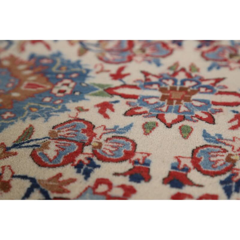 Hand Knotted Oriental 100% Wool Carpet Traditional All-Over Beige & Ivories Nain Area Rug - 11' 1'' X 7' 4''