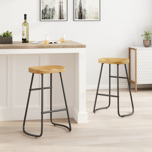 29.52 Stylish and Minimalist Bar Stools Set of 2 Counter Height Bar Stools for Kitchen Island Coffee Shop Bar Home Balcony Brown Black