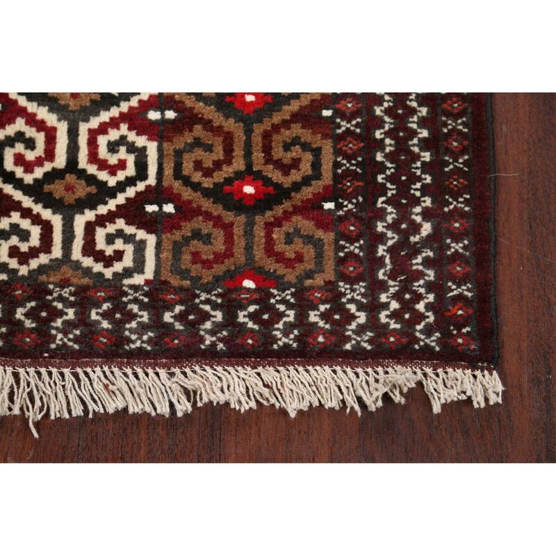 Geometric Persian Balouch Area Rug Handmade Traditional Wool Carpet - 2'6" x 3'9"