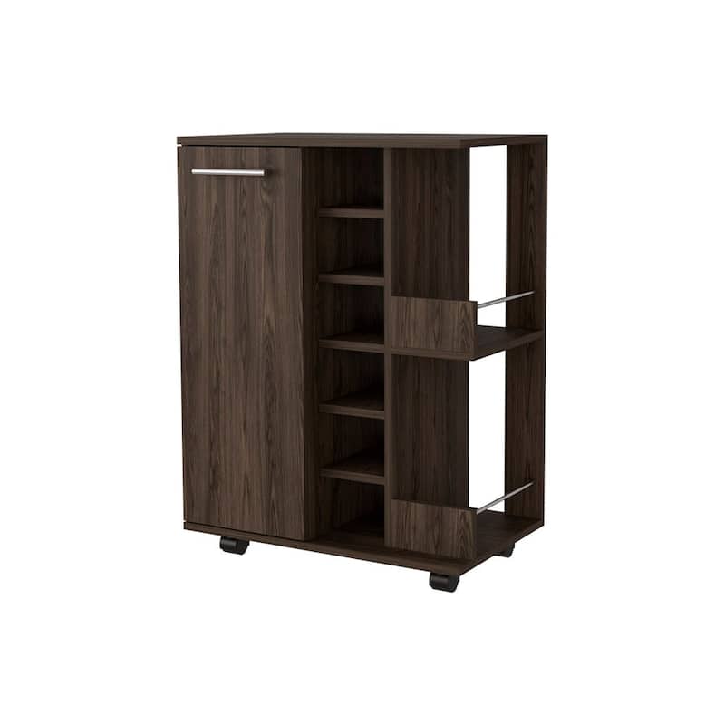 FM Furniture Tennessee Bar Cart, One Cabinet With Division,Black - N/A