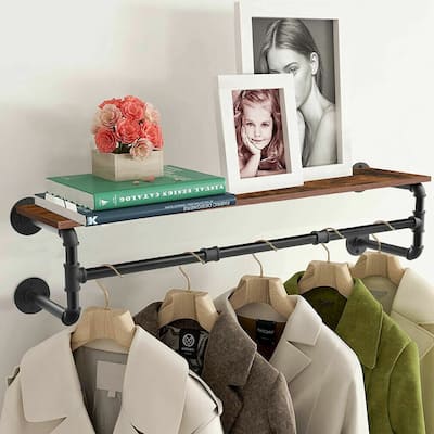 Pipe Clothes Rail Wall Mounted Garment Hanging Rack - 41.3"