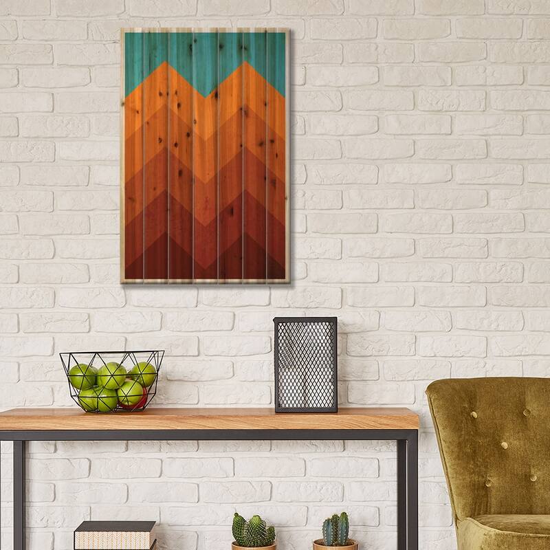 Abstract Orange Mountain Print On Wood by Jay Stanley - Multi-Color