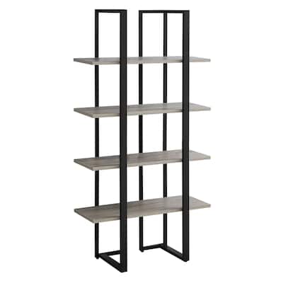 32-Inch High Low Wooden Bookcase with 2 Open Shelves in White Finish for Storage and Display - 32
