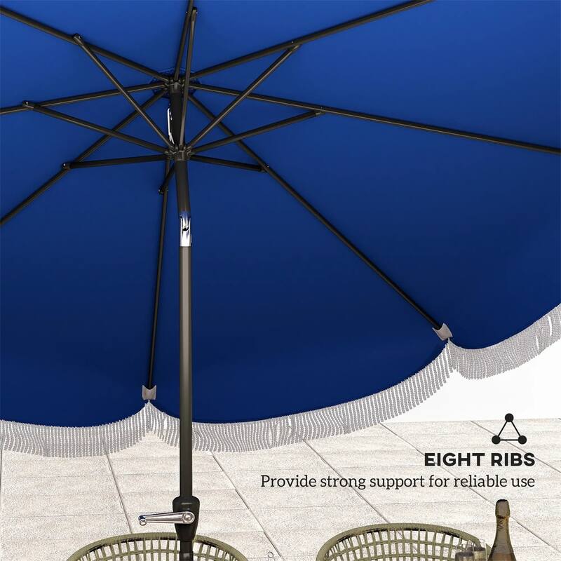 8.8 ft Patio Umbrella UPF 30+ Shade with Easy Crank Operation for Table or Standalone Use - 8.8'Dia x 7.8' H