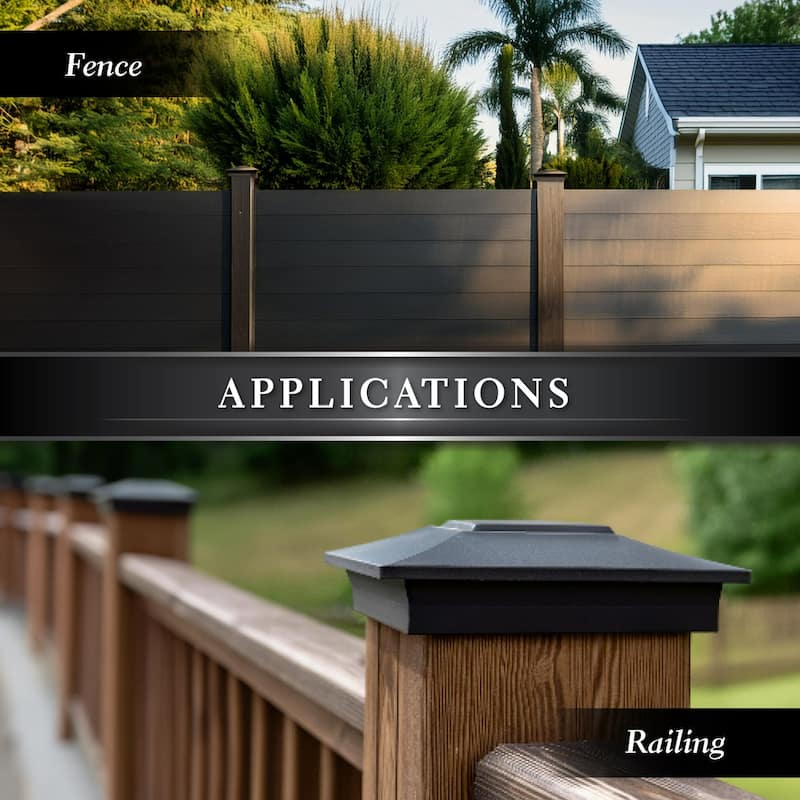 Squared Top Aluminum Outdoor Post Cap - 8" - Black