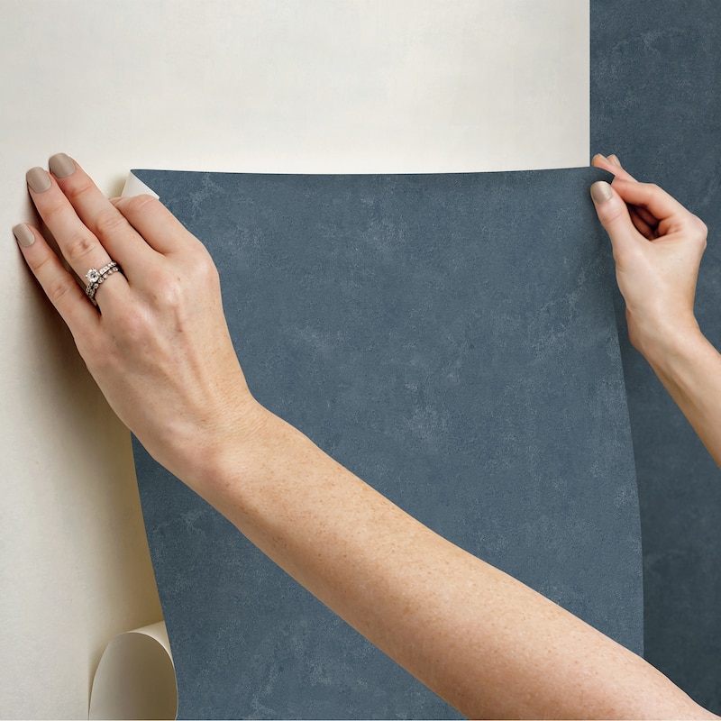 RoomMates Daphne Limewash Moody Blue Peel and Stick Wallpaper